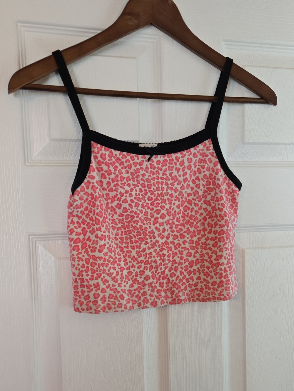 Brandy Melville Pink Leopard Print Cami with Black Trim